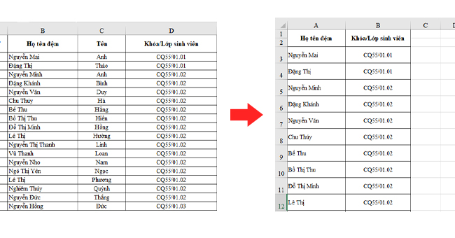 Cách copy bảng dữ liệu trong Excel không chứa cột và dòng ẩn