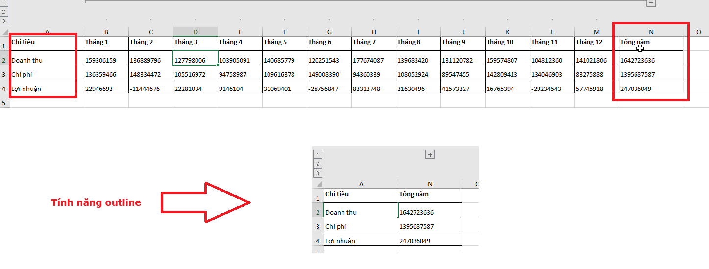 Tạo outline trong excel giúp quản lý dữ liệu khoa học hơn