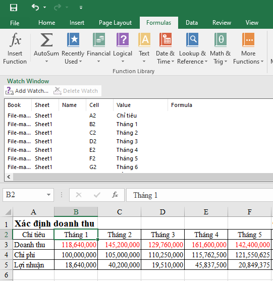 Cách mở cửa sổ quản lý công thức trong Microsoft Excel