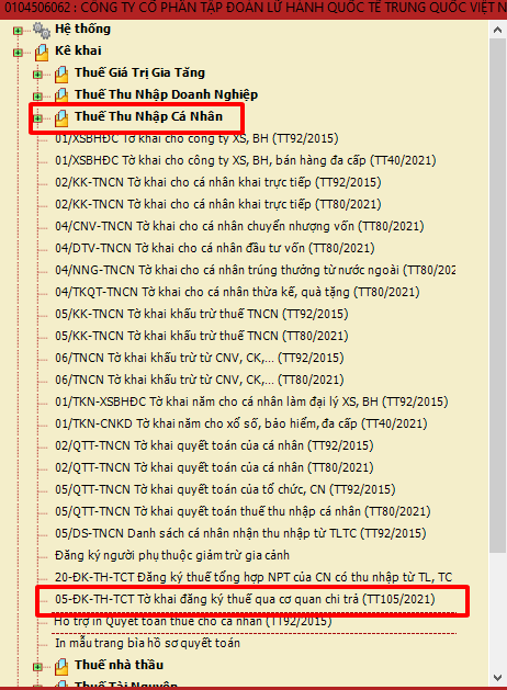 cách đăng ký mã số thuế cá nhân trên HTKK