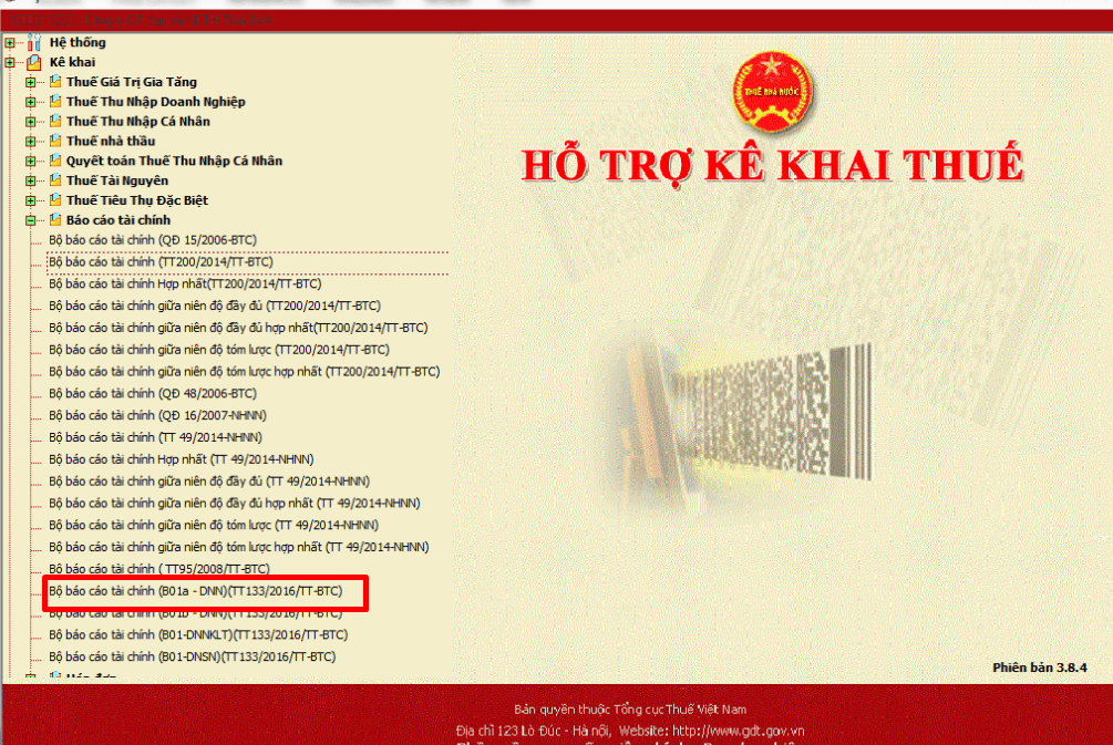 cách lập báo cáo tài chính trên HTKK