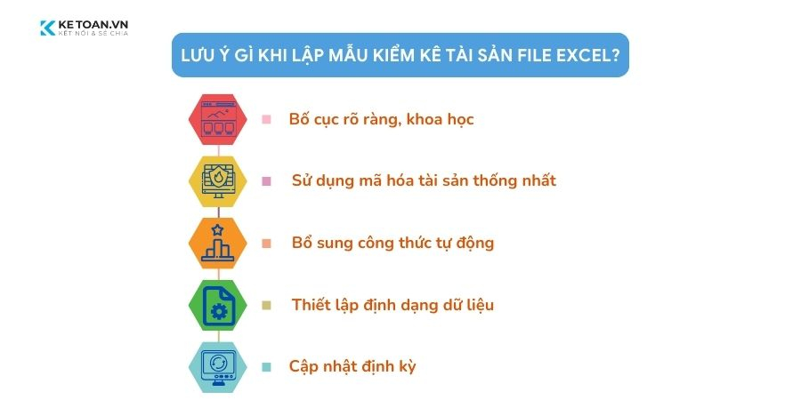 Những lưu ý khi lập mẫu kiểm kê tài sản file excel