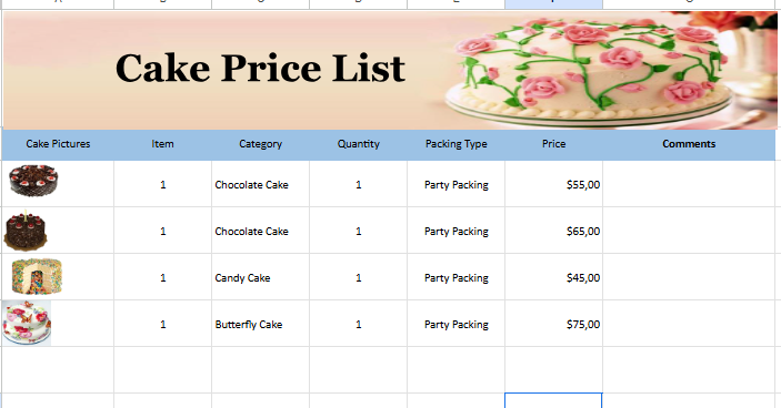 mẫu báo giá thực phẩm
