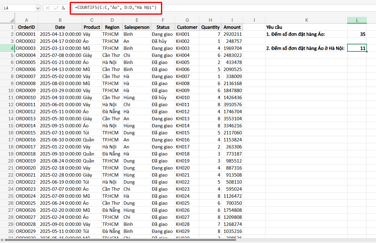 đếm số lần xuất hiện 2 điều kiện trở lên
