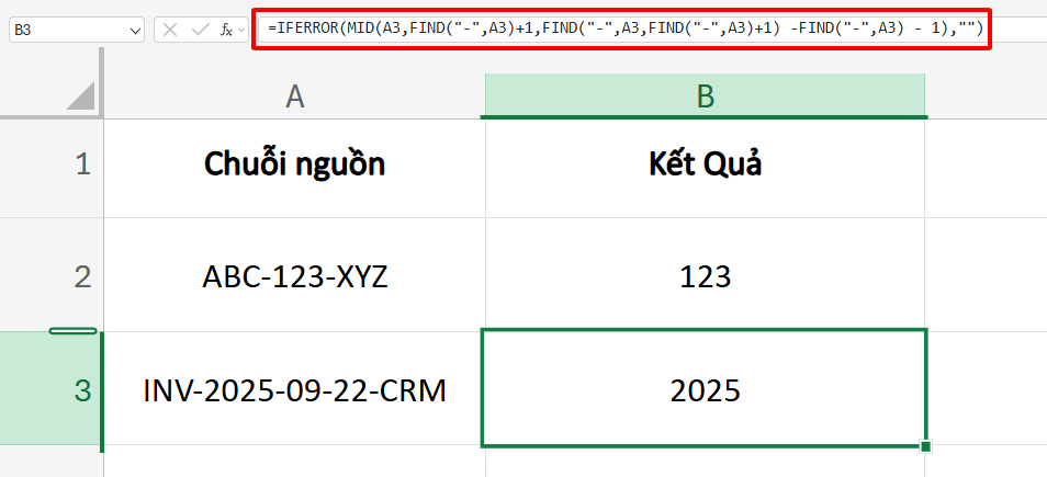 trích lấy ký tự giữa 2 dấu nối đầu tiên