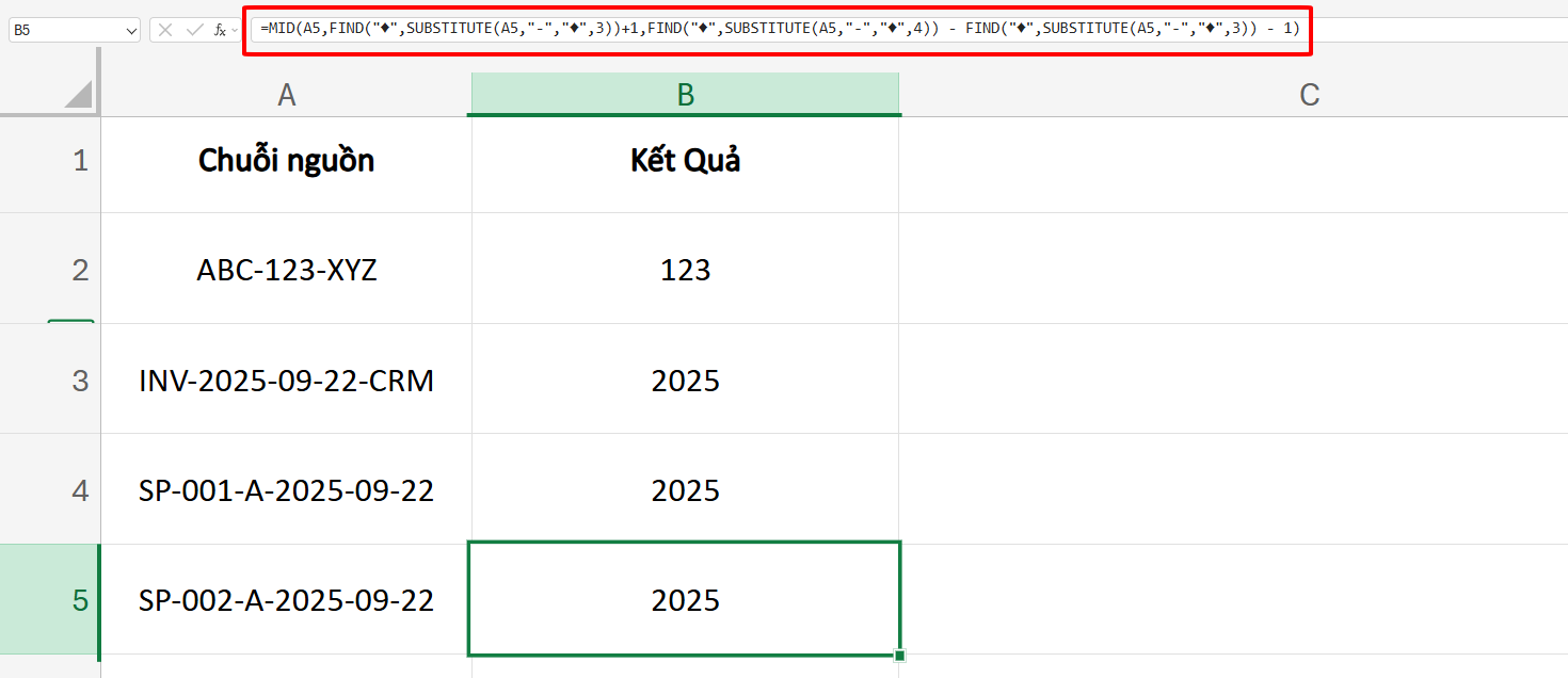 trích lấy ký tự giữa 2 dấu nối thứ k và k + 1 với subtitute