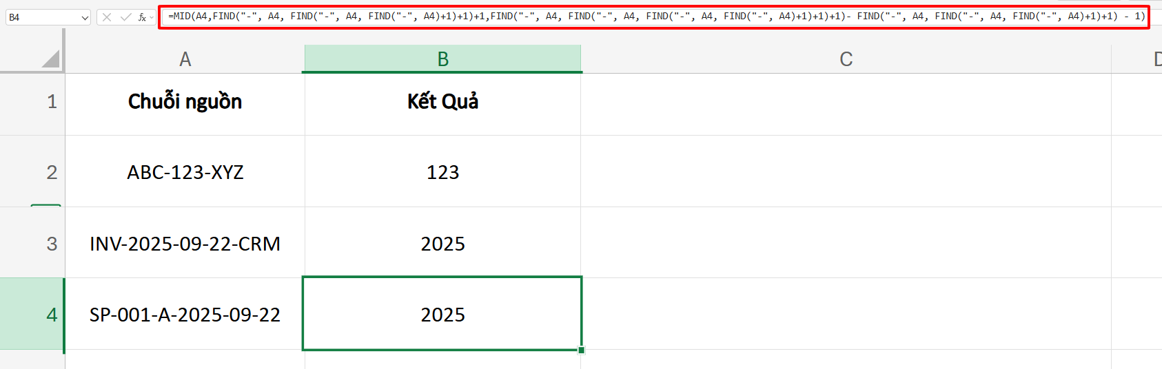 trích lấy ký tự giữa 2 dấu nối thứ k và k + 1