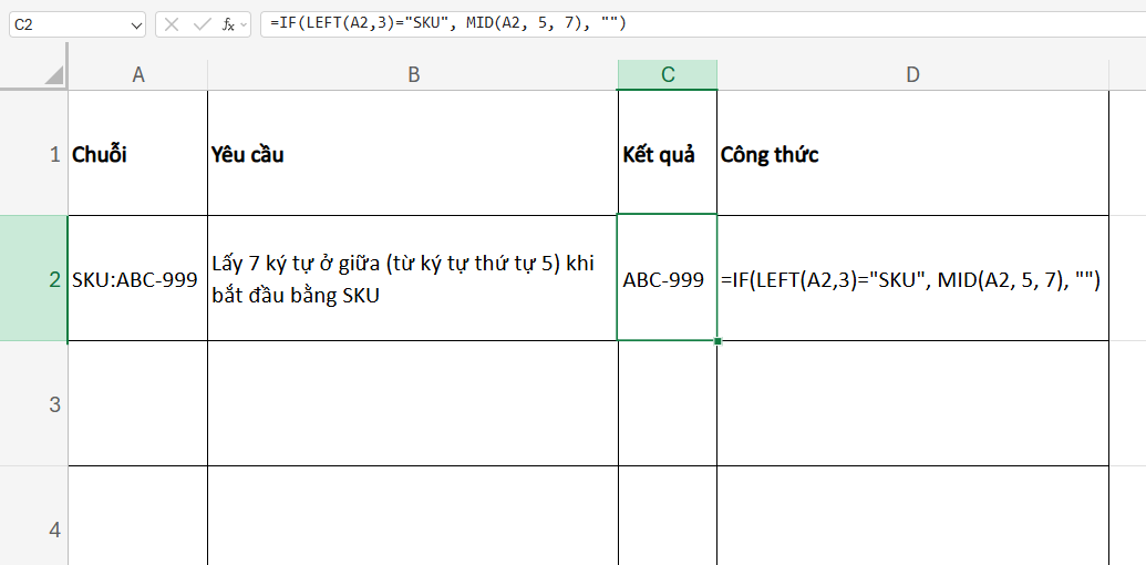 ví dụ 1 kết hợp hàm IF với hàm MID