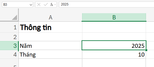 dữ liệu tháng năm để tính ngày làm việc trong tháng