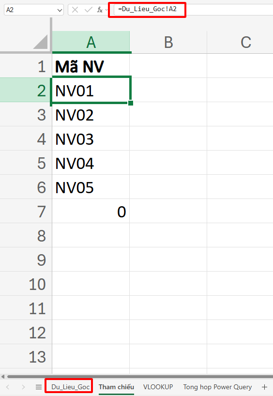 lấy dữ liệu ô từ sheet này sang sheet khác trong Excel