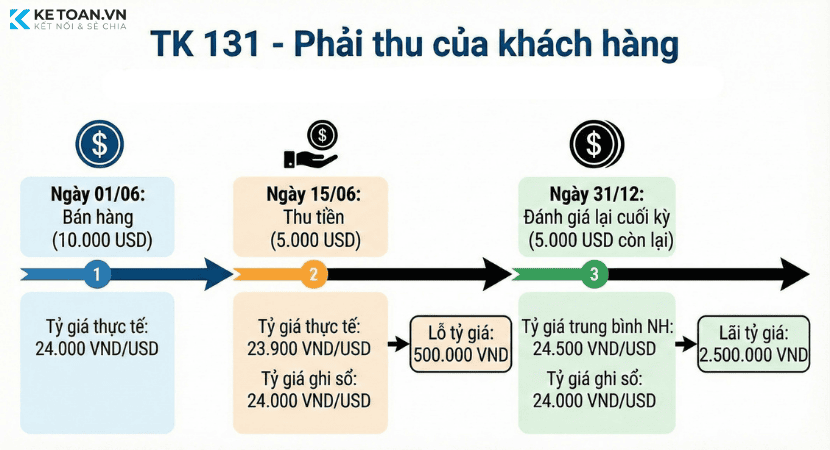 đánh giá chênh lệch tỷ giá với khoản phải thu ngoại tệ
