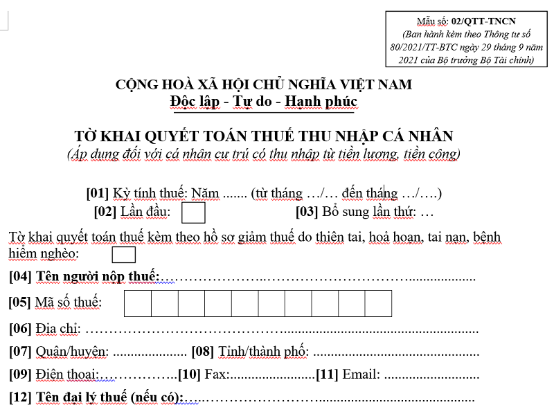 mức đóng thuế tncn mới nhất