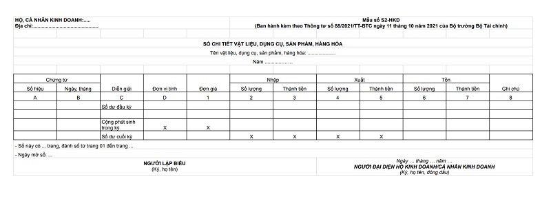 Sổ sách cho hộ kinh doanh theo thông tư 88