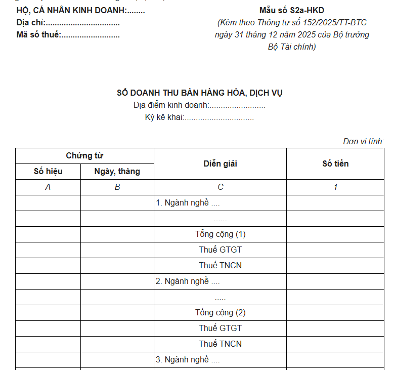 Mẫu số S2a-HKD
