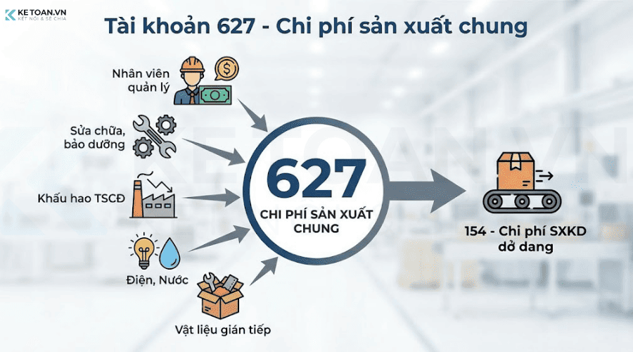 Tài khoản 627 chi phí sản xuất chung