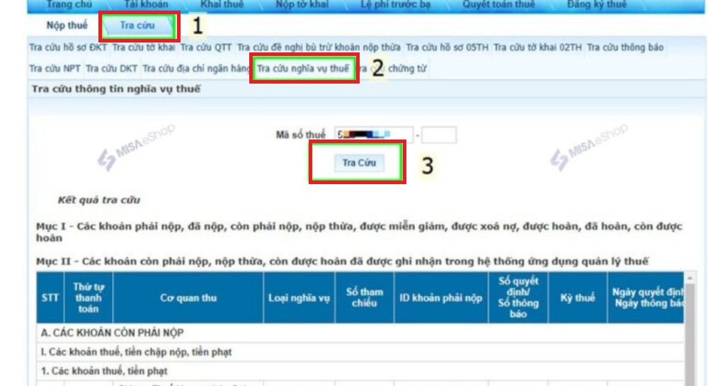 cách tra cứu nợ thuế hộ kinh doanh