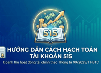Hạch toán Tài khoản 515 – “Doanh thu hoạt động tài chính” theo thông tư 99/2025/TT-BTC hạch toán tài khoản 515 theo thông tư 99