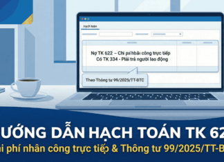 Hạch toán Tài khoản 622 – Chi phí nhân công trực tiếp theo thông tư 99/2025/TT-BTC hạch toán tài khoản 622 theo thông tư 99