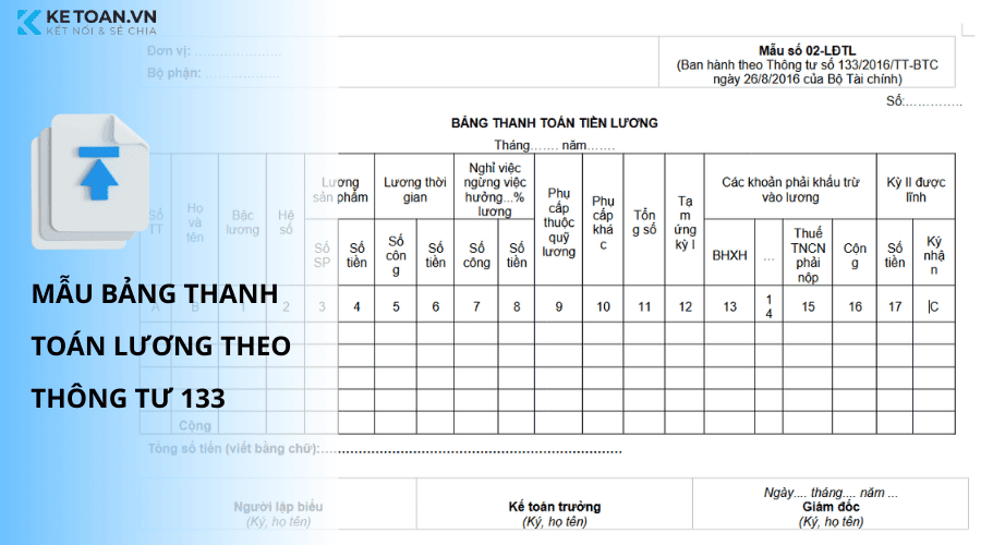 mẩu bảng thanh toán lương theo thông tư 133 số 02-LĐTL