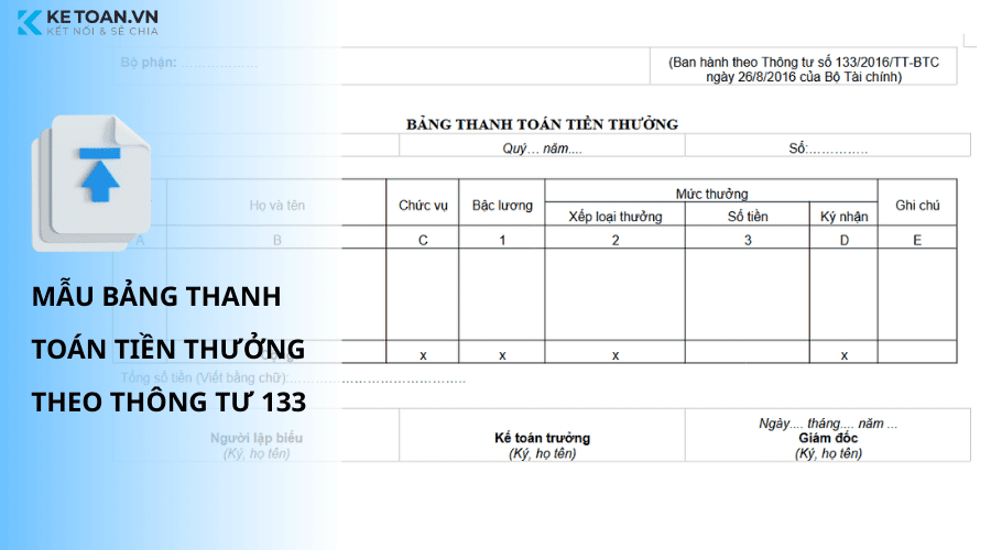 mẩu bảng thanh toán tiền thưởng theo thông tư 133 số 03-LĐTL