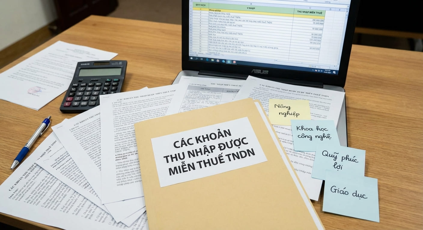 minh họa các khoản thu nhập miễn thuế TNDN