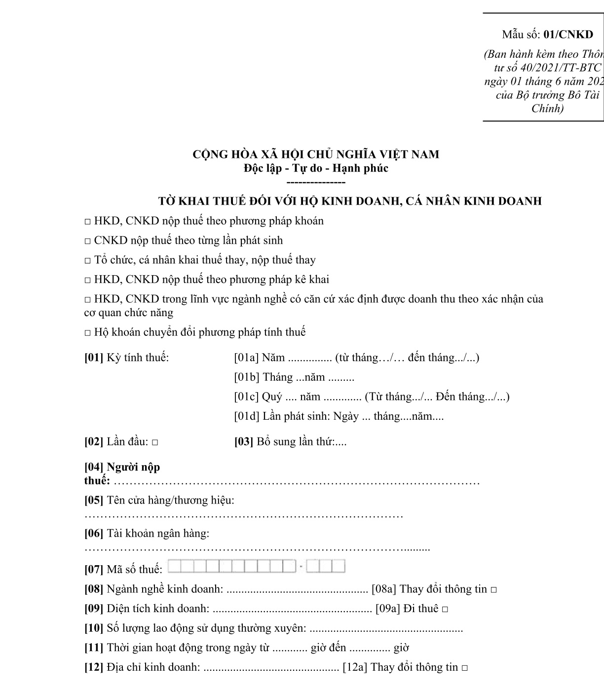 nộp thuế hộ kinh doanh qua ngân hàng