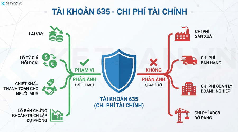 phạm vi phản ánh tài khoản 635