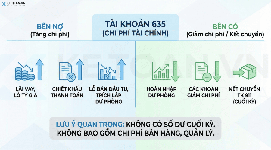 sơ đồ hạch toán tài khoản 635