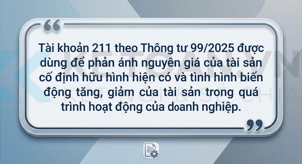 tài khoản 211 theo thông tư 99