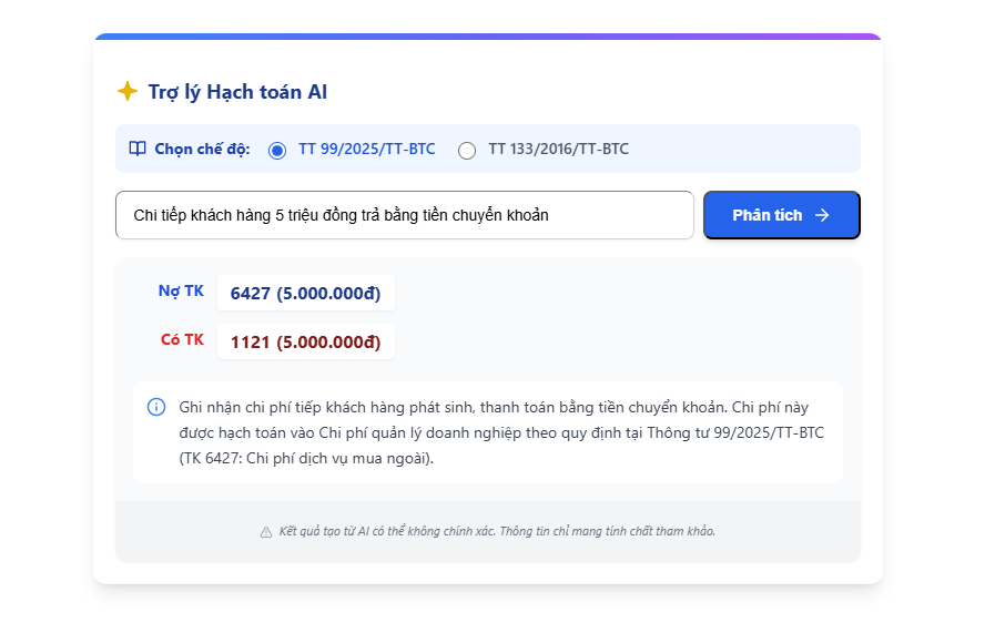 trợ lý AI hạch toán cho kế toán