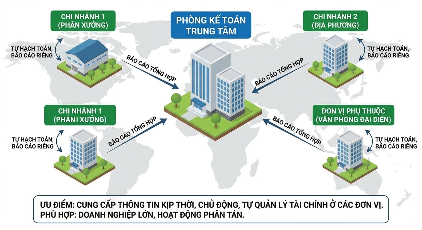 mô hình tổ chức bộ máy kế toán phân tán