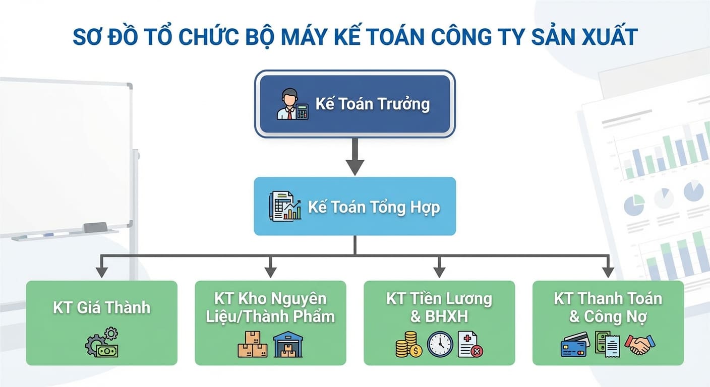 sơ đồ bộ máy kế toán công ty sản xuất
